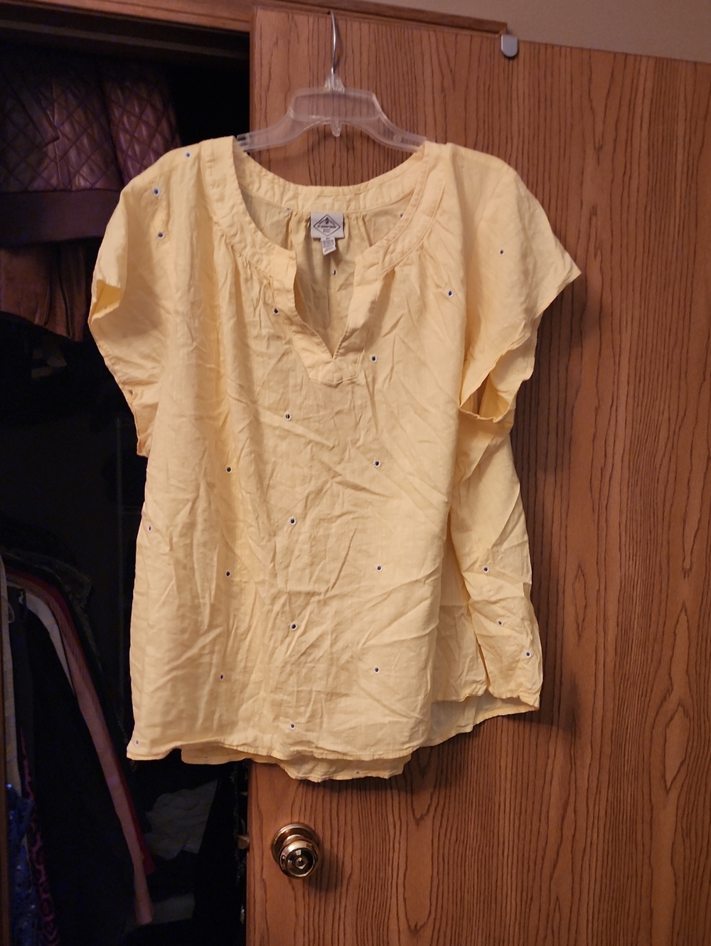 St. John's Bay Yellow Embellished Short-Sleeve Blouse